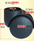 Caster Wheels, Plastic Replacement Caster Wheels, 50mm diameter, 38mm wide, made of polyurethane, suitable for office chairs.