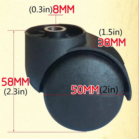 Caster Wheels, Plastic Replacement Caster Wheels, 50mm diameter, 38mm wide, made of polyurethane, suitable for office chairs.
