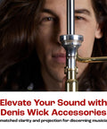 HeavyTop Trumpet Mouthpiece Booster Delivers Richer Tone, More Endurance, And Bigger, Bolder Volume For Live Shows, Stadium Gigs, And Onstage Rehearsals. Silver metal trumpet mouthpiece booster on trumpet