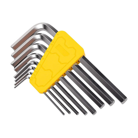 Heavy Duty Cr V Steel Hex Key Wrench Set With Chamfered Tips For Furniture Assembly And Workshop Maintenance Long Short Arm Metric Bits, 1.5-6mm in yellow holder