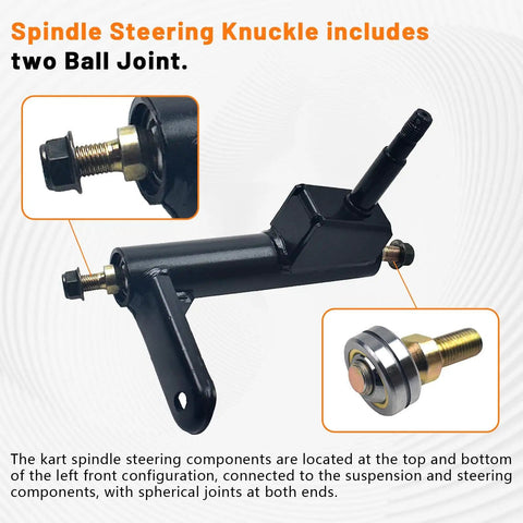 Close-up of Left And Right Spindle Steering Knuckle With Ball Joint Assembly For CK196T KT196, highlighting ball joints.