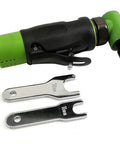 Quarter Inch Air Drive Angle Die Grinder Equipped With A Rotating 360 Degree Exhaust Hood To Blast Dust Off Your Workspace with wrenches.