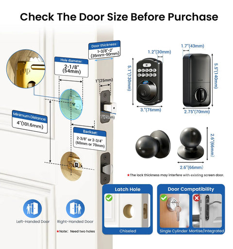 Bulletproof AI Fingerprint Deadbolt Door Lock With Durable Smart Knob Set For Next Level Home Security Zero Hassle Instant Unlock In Point Three Seconds Finished In Smooth Matte Black Exterior Trim