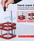 Slick Manual Router Lift Table Adjuster With 51mm Smooth Raise Travel Fits 64 To 66 Millimeter Motors, showing hand crank mechanism.