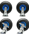Hella Durable 4 Pack Heavy Duty Swivel Wheels Featuring Pneumatic Rubber Casters And Secure Lock Brakes for utility carts.