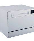 Straight Up Countertop Dishwasher With Six Quick Rinse Cycles And Bright Led Touch Panel easy sink hookup in compact silver design.