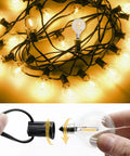 Outdoor Patio String Lights 150ft LED G40 Bulbs With 75 Plus 2 Spare, Waterproof Shatterproof Party Decor bulb close-up