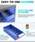 Nut And Bolt Organizer Cabinet For Hardware Storage With 100 Drawers And Dividers, Heavy Duty Steel Parts Organizer, easy-to-use drawers