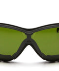 Front view of Infrared Filter Safety Eyewear 3.0 H2X AF with polycarbonate eye socket and green lenses for work and lab protection.