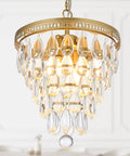 Crystal Chandelier For Dining Room Modern Vintage Gold Pendant Light Fixture With Four Lights Kitchen Island And Bar Area