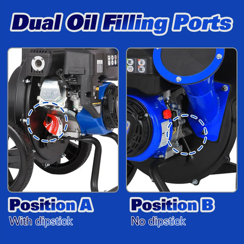 Gas Powered Wood Chipper Shredder Beast 7.5 HP 224cc Dual Function 2 In 1 Heavy Duty Mulcher dual oil filling ports
