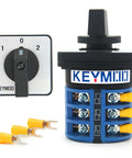 40A 660V Rotary Changeover Switch 3 Position 3 Pole 12 Terminals with yellow fork terminals.