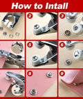 Installation steps for DIY Grommet Eyelet Snap Kit with Pliers and Storage Box 200 Sets 10mm Stainless Steel Fabric Snaps Fasteners