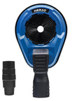 Front view of Universal Drill Dust Collection Attachment And Hammer Drill Shroud For Drilling, 70 mm max diameter, blue rubber seal