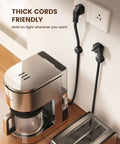 Thick cords secured with 6 Pack Small Cable Clips For Desk And Nightstand - Compact Adhesive Wire Organizer With 8mm Slots
