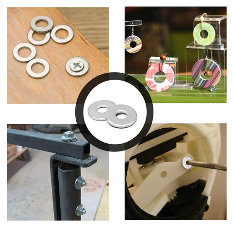 M4 stainless flat washers, 12 mm outer diameter, 1 mm thick, 100 pcs