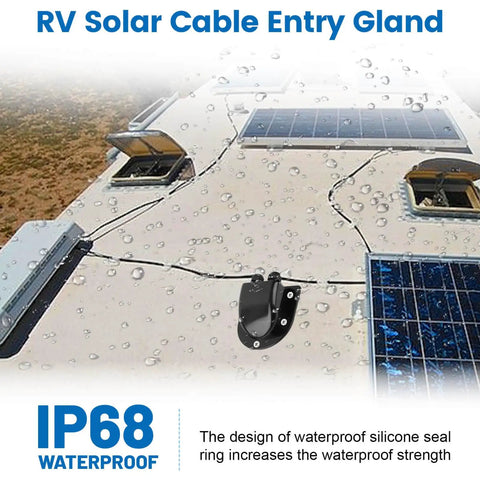 Waterproof ABS Solar Cable Entry Gland Double Pack For RV Campervan Boat Roof Fits 2mm To 6mm Cable Diameters IP68 Weatherproof Housing