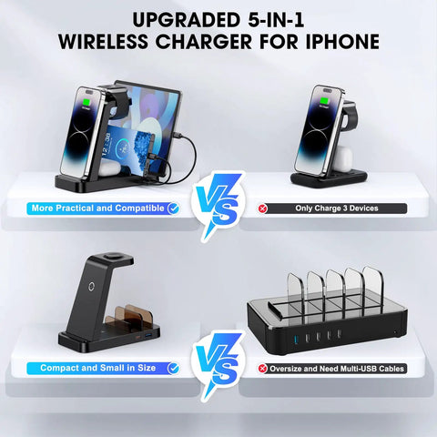 Comparison of 5 In 1 Wireless Charging Station for iPhone and Apple Devices with other models