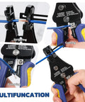 3 In 1 Automatic Wire Stripper Tool For 8 To 22 AWG Adjustable Heavy Duty Stripping Cutting And Crimping 7 Inch in use