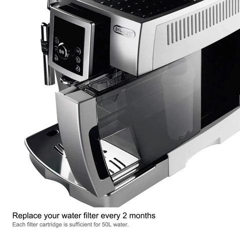Close-up of EC coffee machine compatible with Water Filter Cartridges For DLSC002 Activated Carbon And Ion Exchange Softener.
