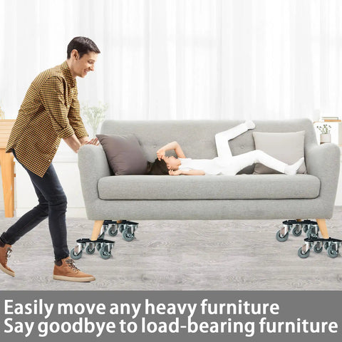 Heavy Duty Furniture Dolly Moving Tool With 5 Silent Rubber Wheels And Steel Pry Bar For Large Heavy Items Max 3335 Lbs Capacity used to move a couch with child.