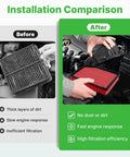 Comparison of dirty and clean air filters for Engine And Cabin Air Filter Set For 2019 To 2026 Chevy Silverado 1500 GMC Sierra