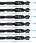 Combo Drill Tap Bit Set, Six-Piece 1/4-20 NC Dual Drill And Tap Bits, High Speed Steel with anti-rust blackened coating, front view