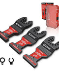 Pro Level Carbide Oscillating Multi Tool Blades With TiCN Coating in a ten pack, designed for hard metal quick clean cuts.