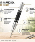 5 Inch Automatic Center Punch With 2 Spare Tips Adjustable Tension Spring Steel Marking Tool detail with polished head and spring mechanism.