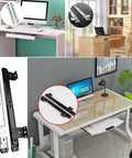 Two Pack 350mm Telescopic Keyboard Tray Guides With Height Adjustable Steel Rails In Black And Silver Heavy Duty Ball Bearing Sliding Runners Smooth Quiet Glide 40kg Capacity Badass Durability For Your Desk Always. For office keyboard trays