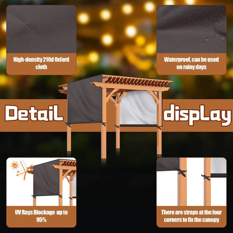 Detail display of Backyard Friendly Universal Pergola Replacement Canopy For Outdoor Patio And Porch, Waterproof Shade Top Cover