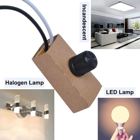 Smooth Rotary Dimmer Switch With Knob For 200 Watt Bulbs, 120 Volt Manual Control Replacement For Led Halogen And Incandescent Lights close-up with wiring.