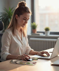 Woman using Ergonomic Mouse Pad With Gel Wrist Rest Dual Height One Inch And One Point Two Inch in office setting