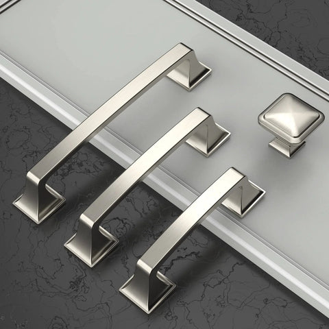 10 Pack 5 Inch 128mm Brushed Satin Nickel Cabinet Handles on display