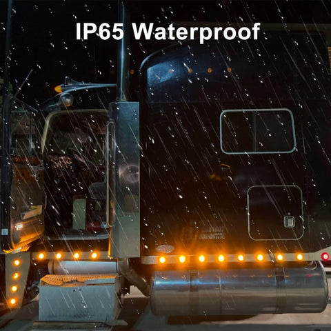 Ten Pack Two Inch Round Red LED Trailer Side Marker Lights Kit With Clear Lenses Rubber Grommets IP65 Waterproof on truck