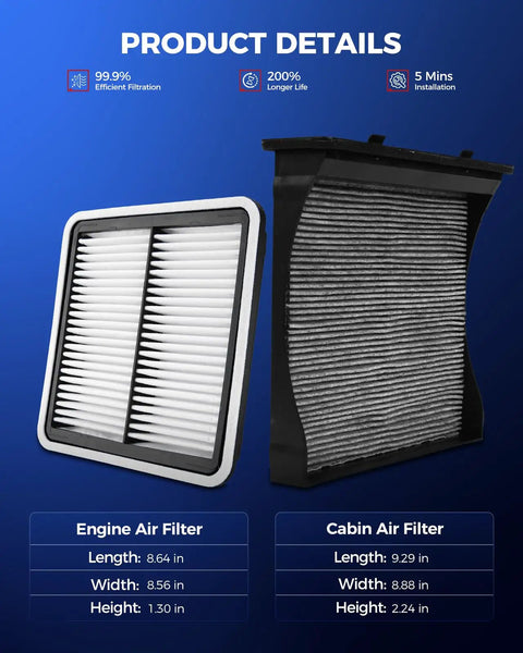 Subaru 2 In 1 Engine And Cabin Air Filter Kit Replacement For Forester 2009 2018 Impreza 2008 2016 XV Crosstrek 2013 2015 2 0L
