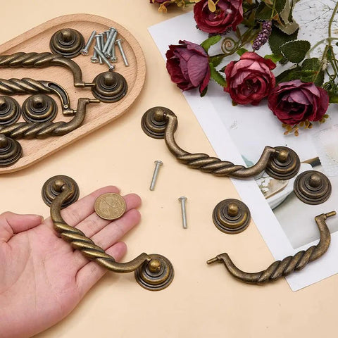 Six Pack Drop Bail Drawer Handles 4.72 Inch Center Hole Vintage Antique Bronze Cabinet Pulls for dresser and furniture
