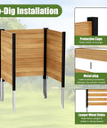 No Dig Wood Privacy Fence Panels 3 Panel 38W X 42H Outdoor Privacy Screen with no-dig installation in garden.