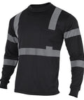 Hi Vis Safety Long Sleeve Shirt ANSI Class 2 Reflective Construction Workwear For Men Women Black 2XL front view