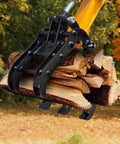 Pro Grade Mini Excavator Attachments Kit With Narrow Bucket Ripper Rake Auger Grapple Quick Hitch Screening Bucket Eight Piece Set For Compact Excavators US Stock Ready To Ship From Local Warehouse - Grapple handling logs