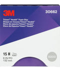 Blue 6 Inch Hookit Foam Disc P5000 Finishing Pad For Auto Paint, Patterned Mineral Structure For Fast Cut Then Smooth Finish, Pro Grade Longevity, Showroom Shine, 15 Discs Per Carton packaging