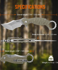Image of EDC Pocket Knife With 2.97 Inch 14C28N Blade, G10 Handle, and specifications including overall length and blade thickness.