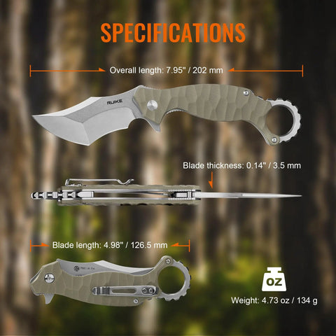 Image of EDC Pocket Knife With 2.97 Inch 14C28N Blade, G10 Handle, and specifications including overall length and blade thickness.