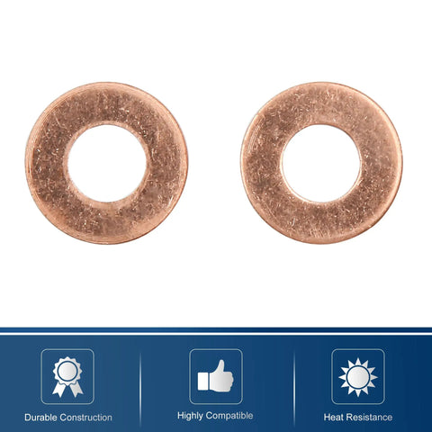 Knock Out Quality Copper Flat Washers And Sealing Gasket Rings Built Like A Tank For M8 18mm 1mm Bolt Nuts And Screws Universal Fit Garage Ready Gear Kits, two copper flat washers