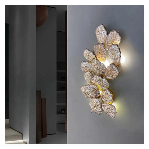 Top Shelf Modern Wall Sconce With Chill Ambient Glow For Living Room And Bedroom Background Decoration Built Like A Tank Perfect For TVs And Snug Spaces, featuring leaf design and LED lights.