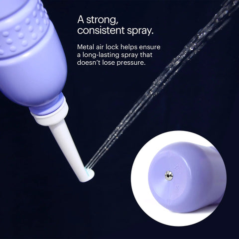 GoSpa Travel Bidet GS 70 Portable Peri Bottle spray demonstration with amaranthine silicone body and angled nozzle