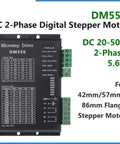 DM556 DC 2-Phase Digital Stepper Motor driver, compatible with 42mm/57mm/86mm flange motors, DC 20-50V, 5.6A.