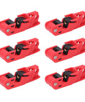 Six Piece Circuit Breaker Lockout Tool Kit With Serrated Jaws for electrical safety, red six-piece set displayed
