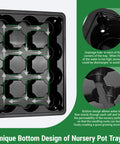 12 Cell Round Nursery Pot Trays For Moving 4 Inch Pots, Plastic Plant Carrying Tray Set With 17.2 By 13.2 By 2.5 Inches, drainage design