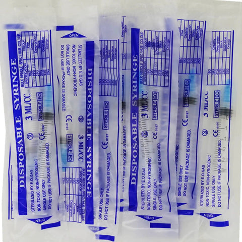 15 Pack 3ml 23 Gauge Plastic Syringe With Measurement for lab use and industrial dispensing disposable individually wrapped